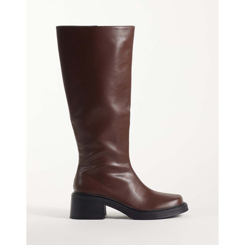 RAID Coretta square toe knee boots in brown