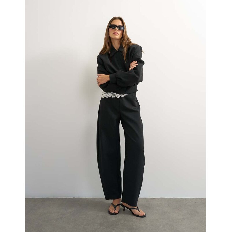 Topshop tailored bubble barrel leg trouser in black
