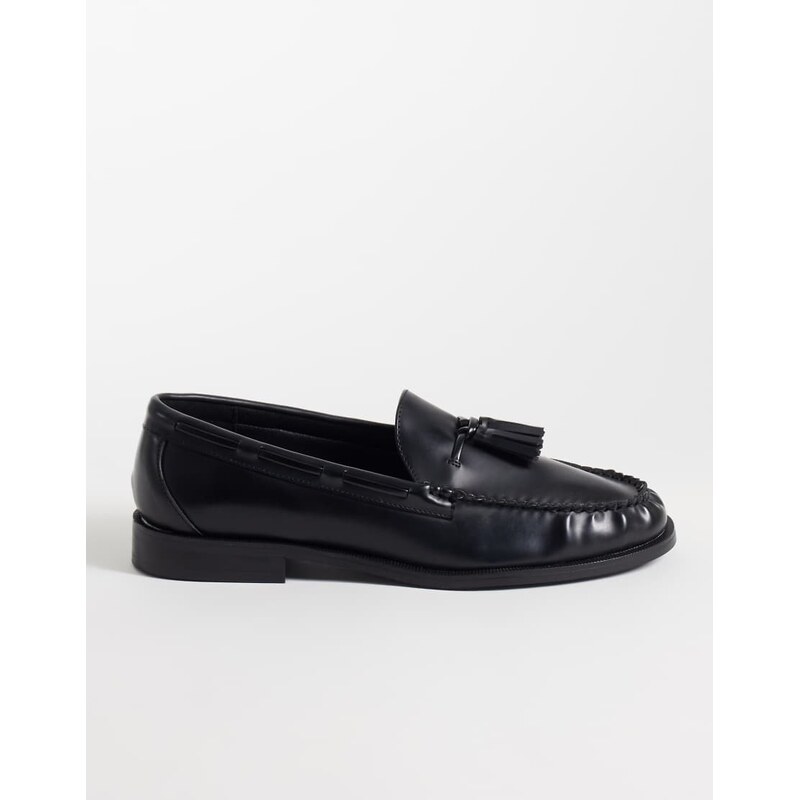 ASOS DESIGN loafers with tassel and lace detailing in black