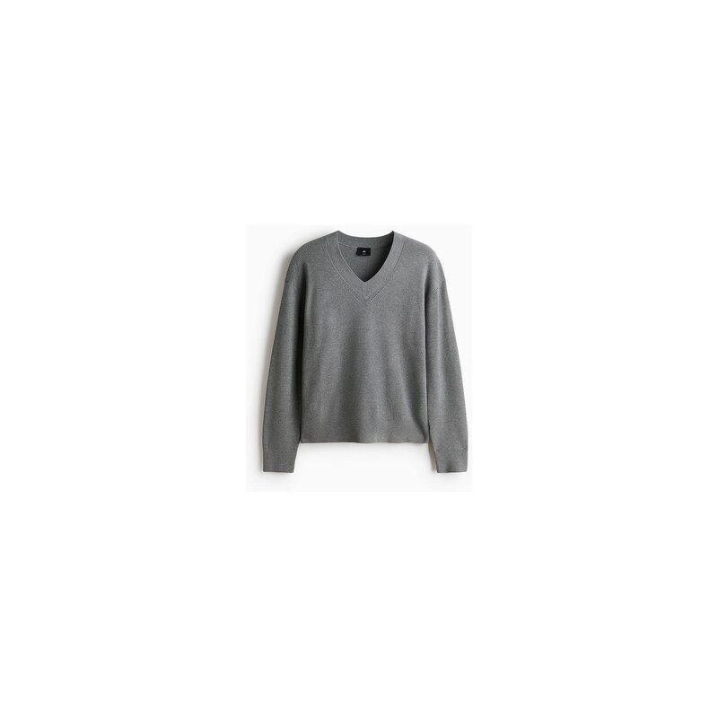 H&M - Svetr z žebrovaného úpletu Relaxed Fit - Šedá