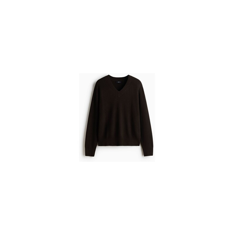 H&M - Svetr z žebrovaného úpletu Relaxed Fit - Tmavě Hnědá