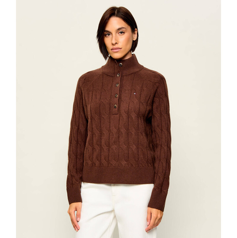 Tommy Hilfiger Vlněný polorolák Henley | Relaxed fit