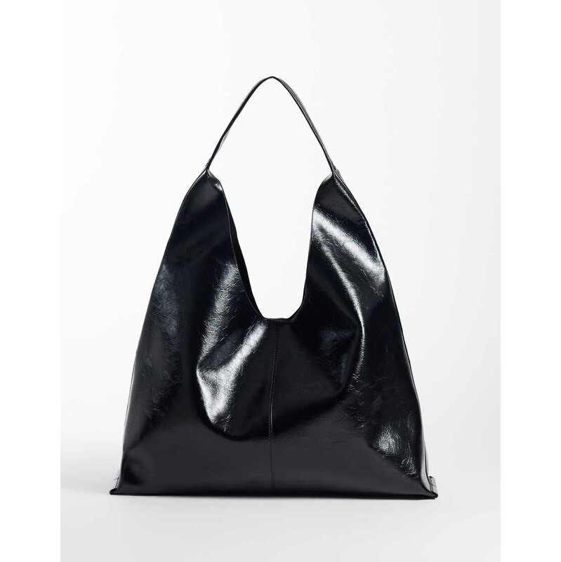 ASOS DESIGN scoop bonded tote bag in black