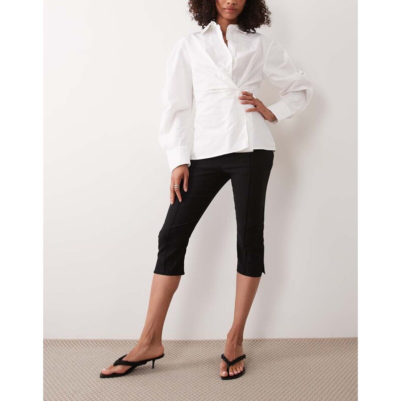 ASOS DESIGN bengaline side split capri pant in pinstripe-Multi
