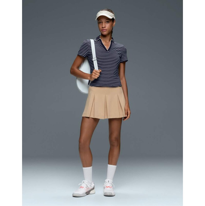 OYSHO Striped comfortlux short-sleeved polo shirt in navy