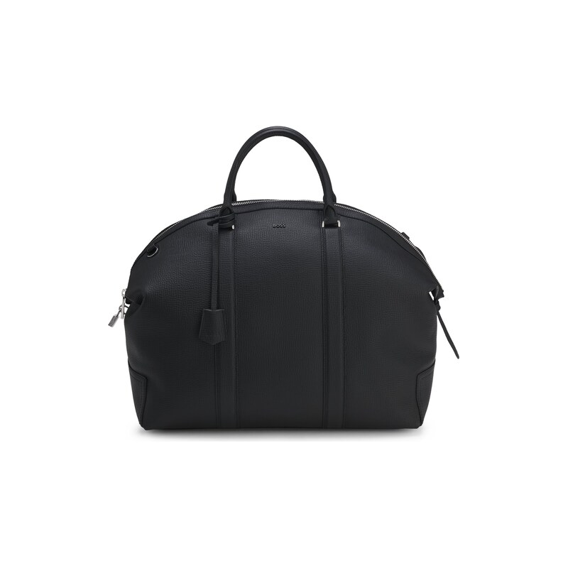 BOSS Leather holdall with detachable shoulder strap