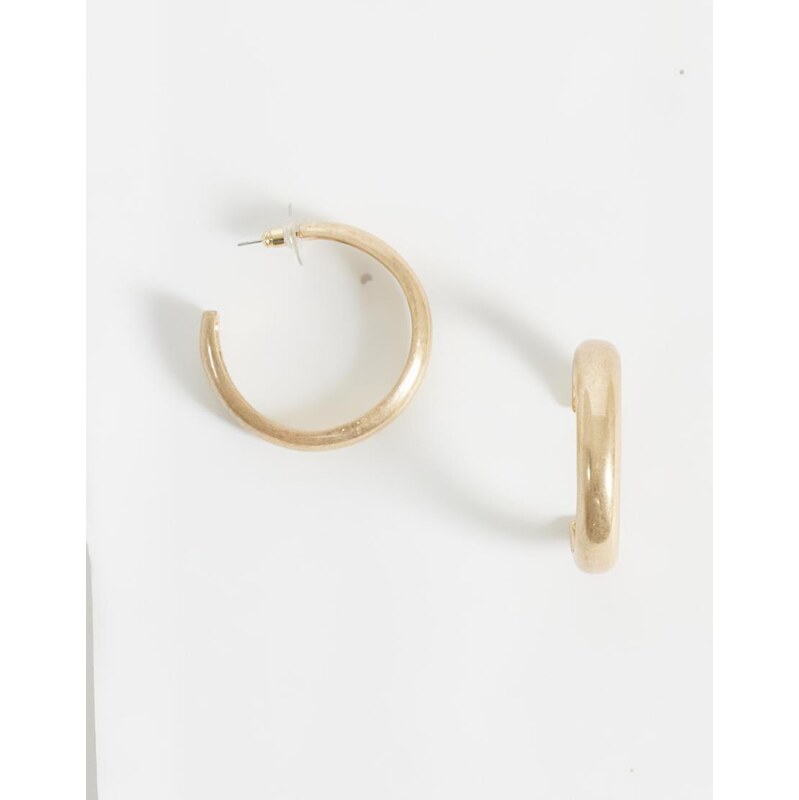DesignB London worn tube hoop earrings in gold