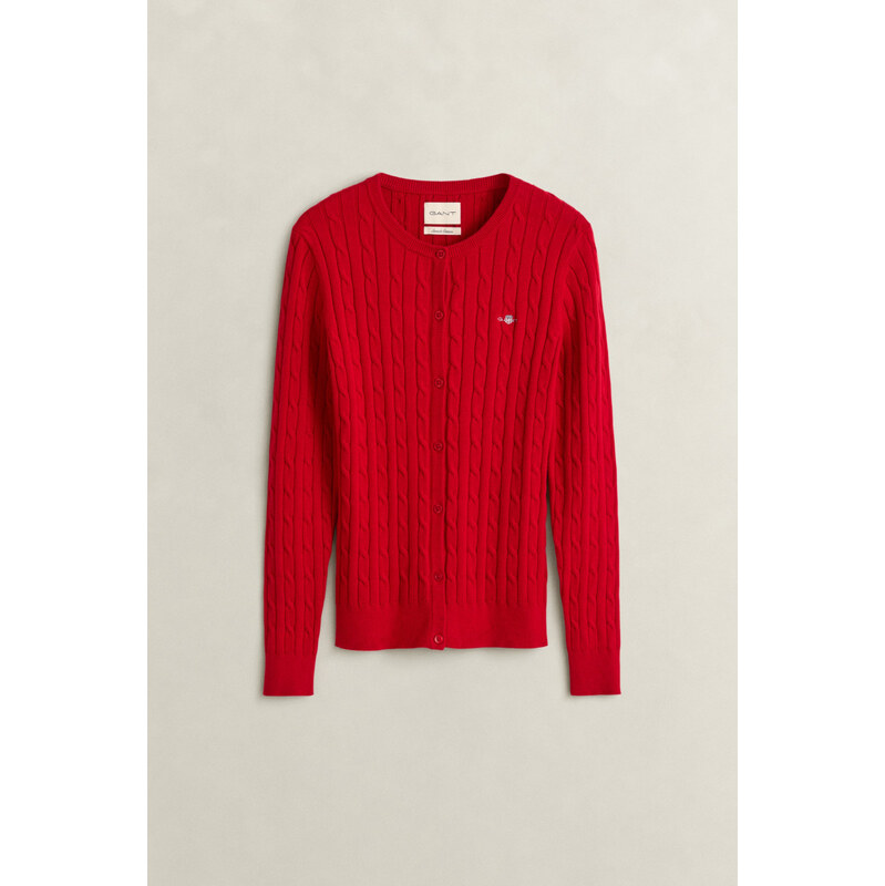 KARDIGÁN GANT STRETCH COTTON CABLE CARDIGAN RUBY RED