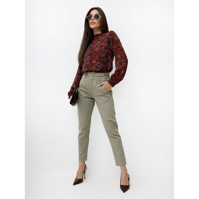 FPrice Kalhoty D70059Z62399A3 v barvě khaki