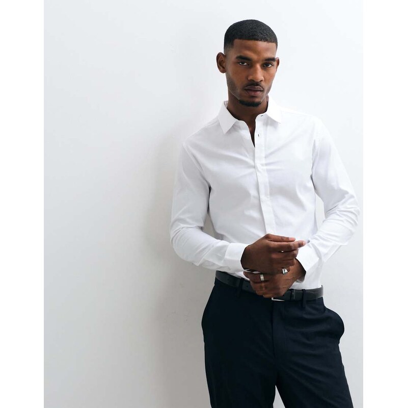 ASOS DESIGN royal oxford slim shirt in white