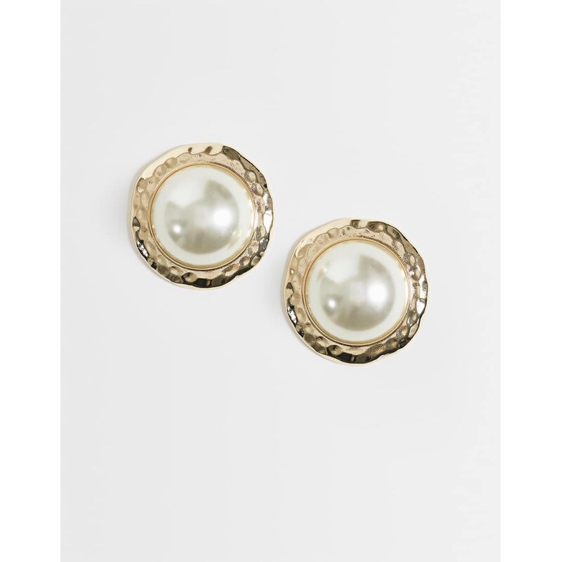 ASOS DESIGN large statement stud earrings with faux pearl centre