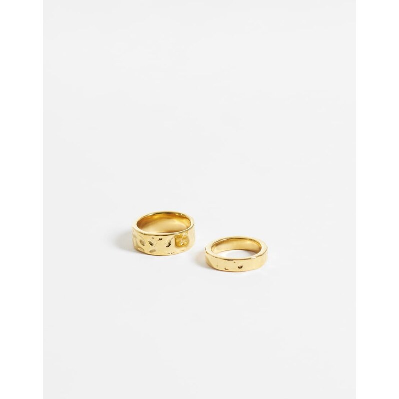 ASOS DESIGN waterproof stainless steel 2 pack molten ring in