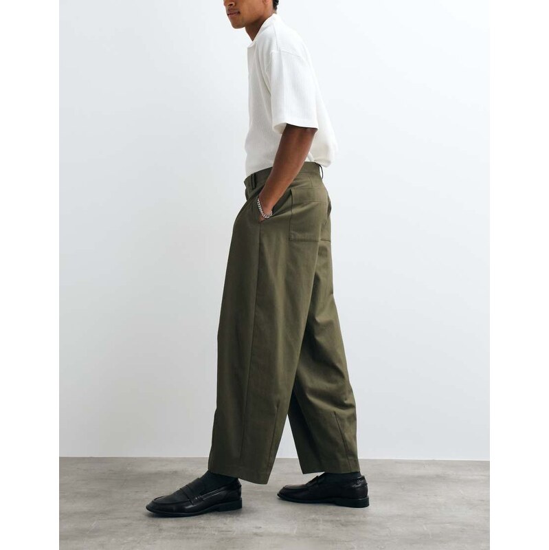 ASOS DESIGN 100% cotton heavyweight tailored wide barrel leg