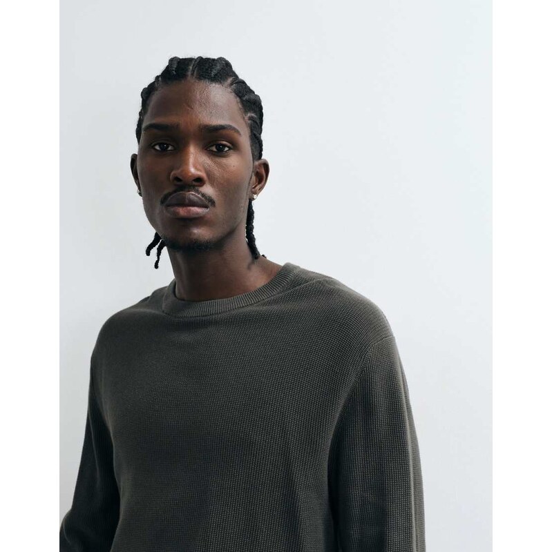 ONLY & SONS crew neck waffle knit jumper in deep grey