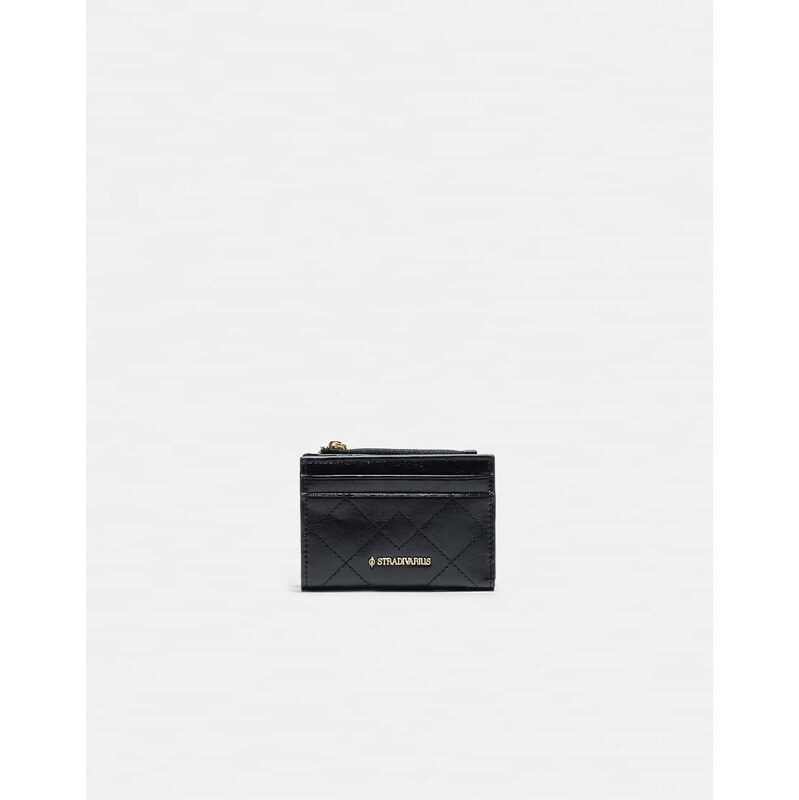 Stradivarius Stitched card holder purse in black
