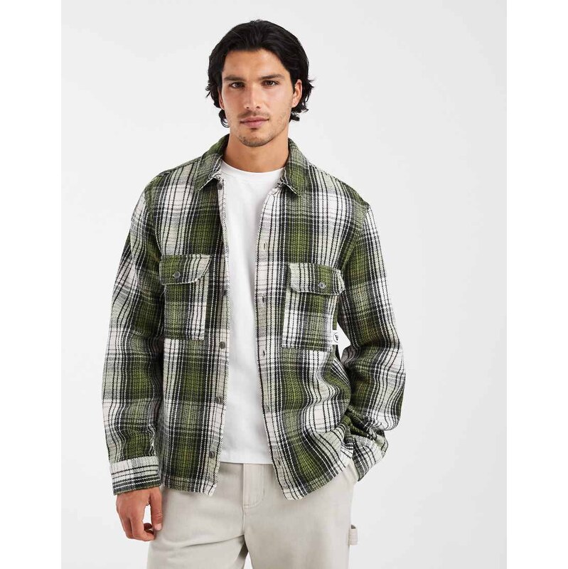 Double A By Wood Wood 100% cotton Clay overshirt in green check