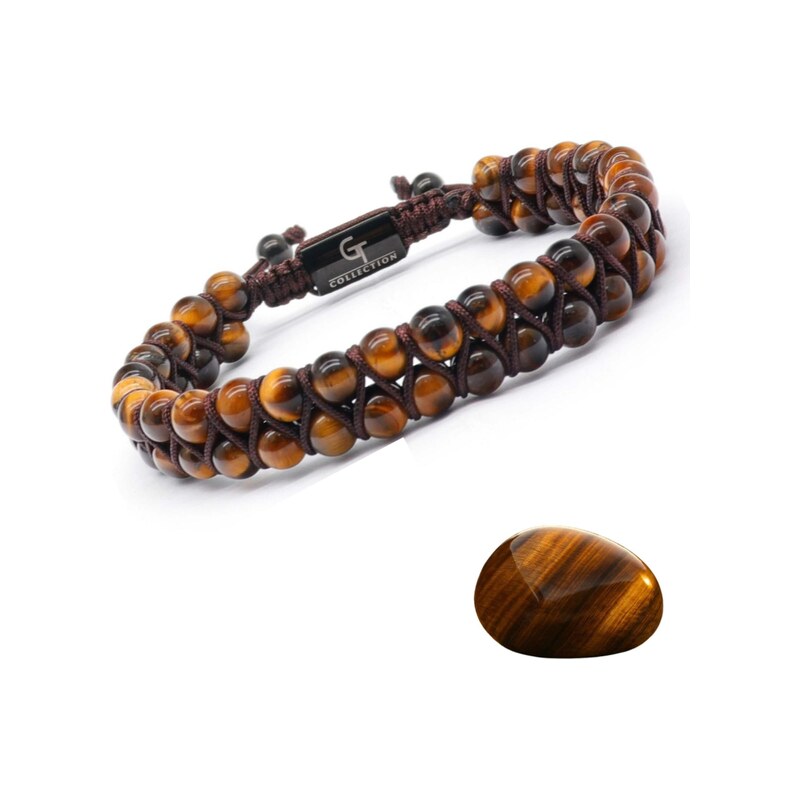 GT Collection Náramek Double-Bead hnědá