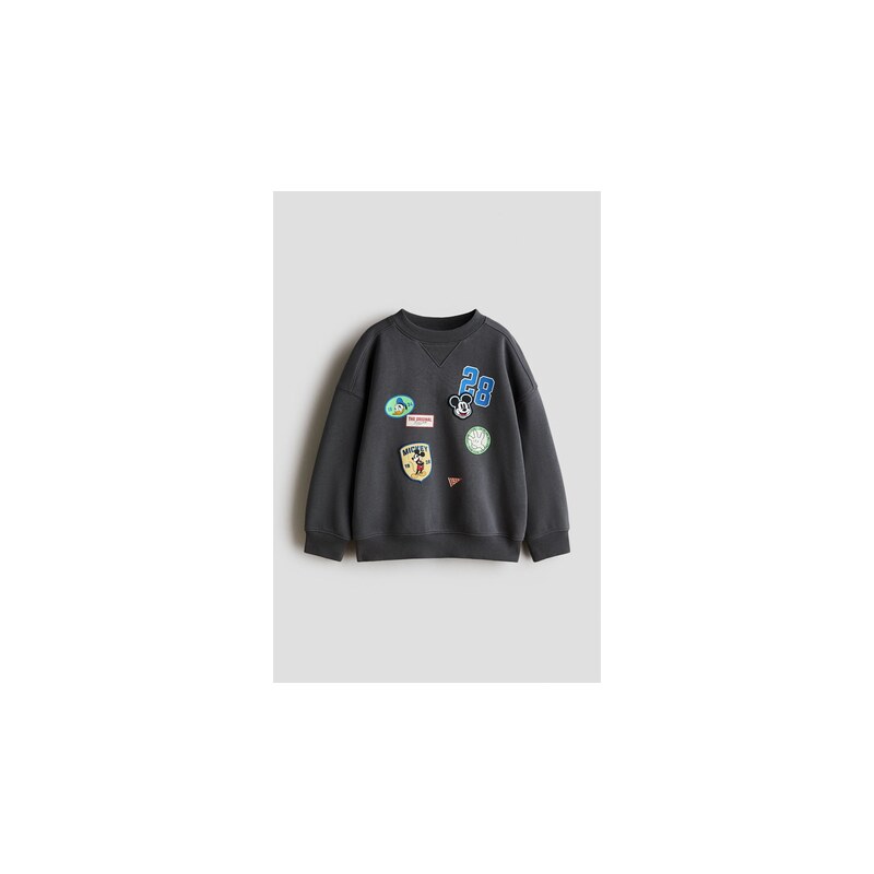 H&M - Mikinas aplikacemi - Tmavě Šedá/Myšák Mickey