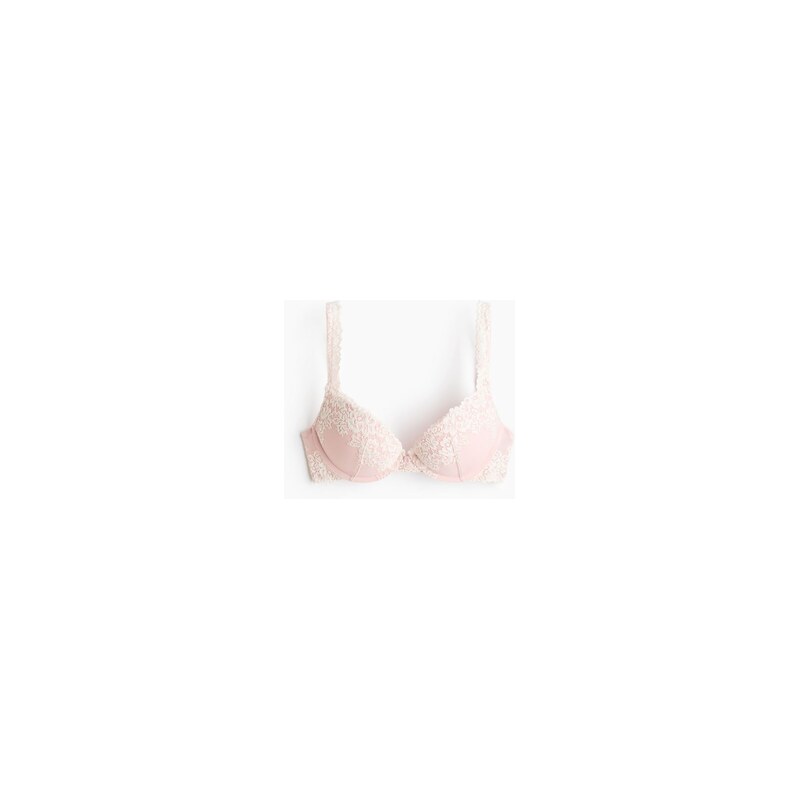 H&M - Krajková super push-upka - Pudrově Růžová/Krémová