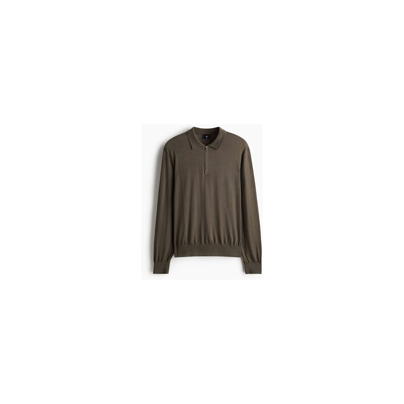 H&M - Svetr z vlny merinos horním zipem Regular Fit - Tmavá