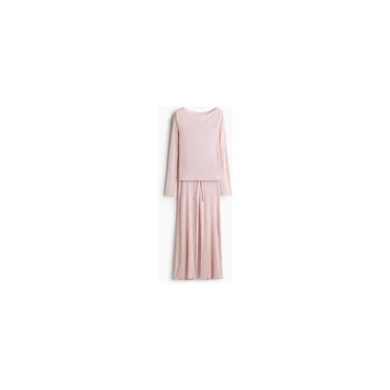 H&M - Žebrované pyžamo - Světle Růžová