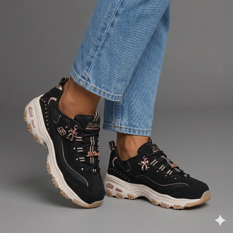 Skechers dlites - 20th anniversary BLACK ROSE