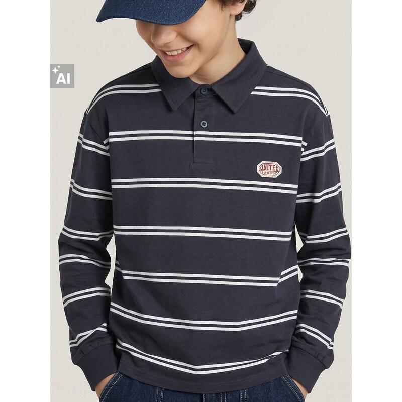 Sinsay - Oversized bavlněná polo halenka s pruhy - vícebarevná