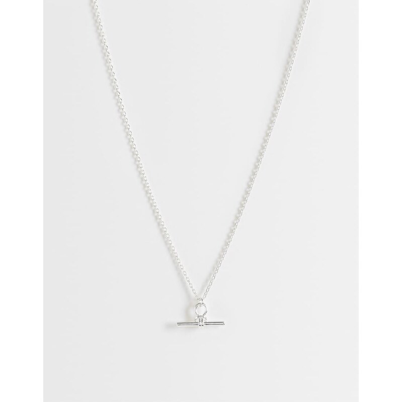 Orelia dainty T-bar knot necklace in silver plated