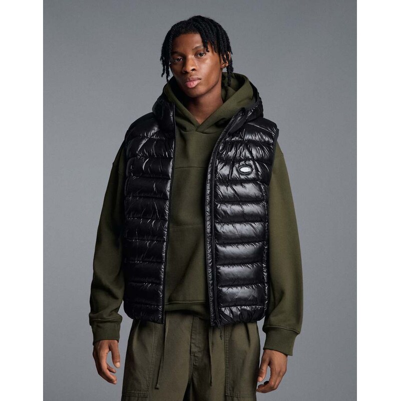 Bershka Ultralight quilted gilet in black
