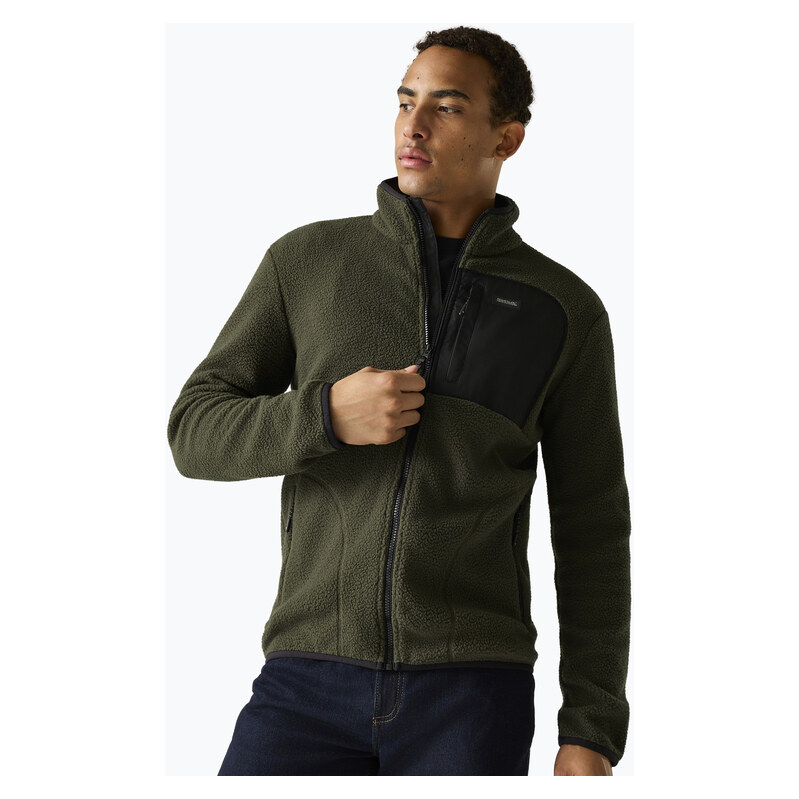 Pánská fleecová mikina REGATTA Frankie Borg dark khaki/black