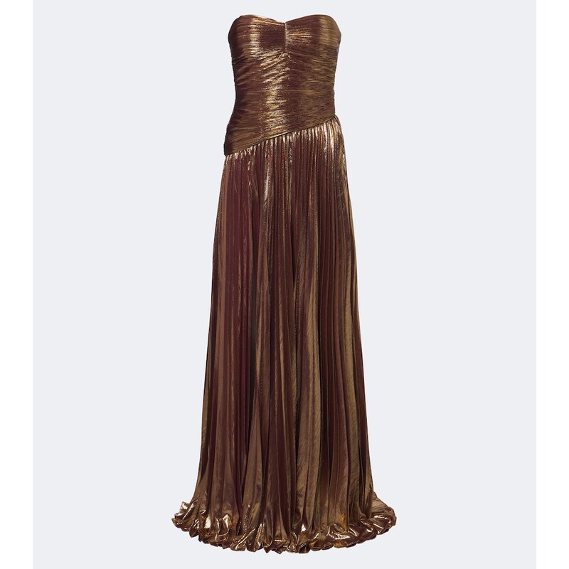 Retrofête Sabba plissé lamé gown