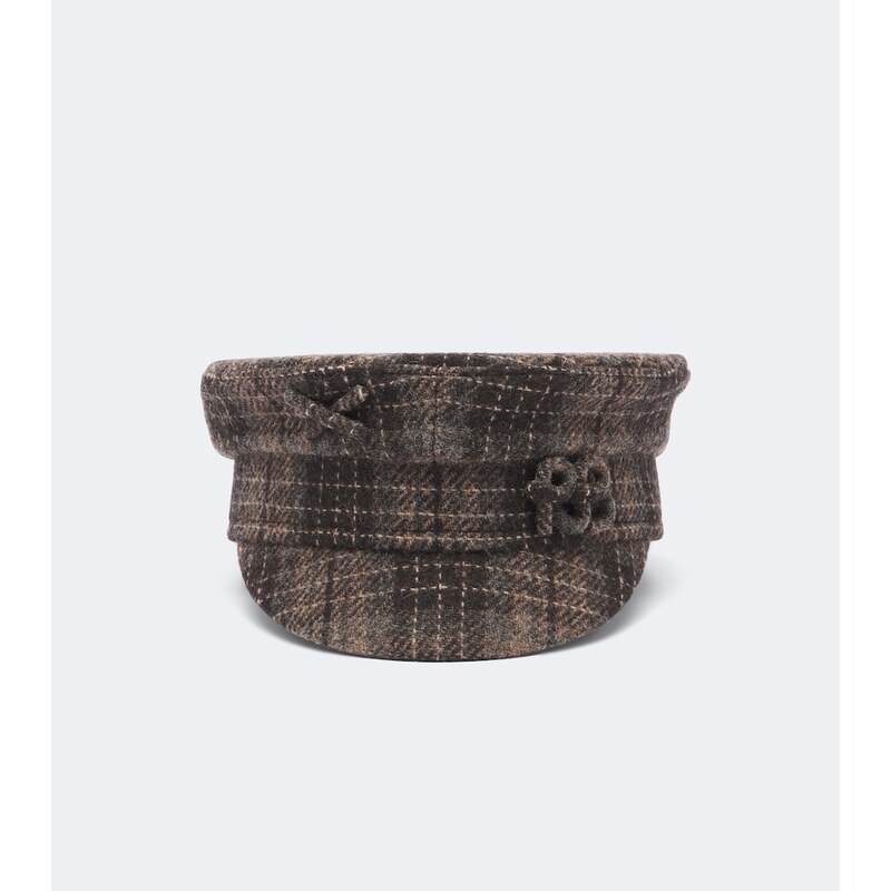 Ruslan Baginskiy Logo checked wool newsboy cap