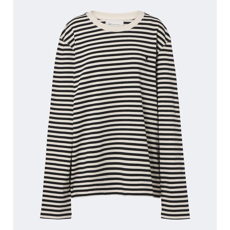 Ami Paris Ami de Coeur striped cotton T-shirt
