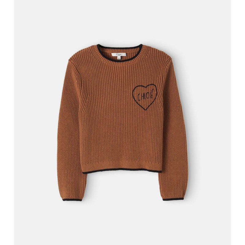Chloé Kids Logo cotton and wool sweater