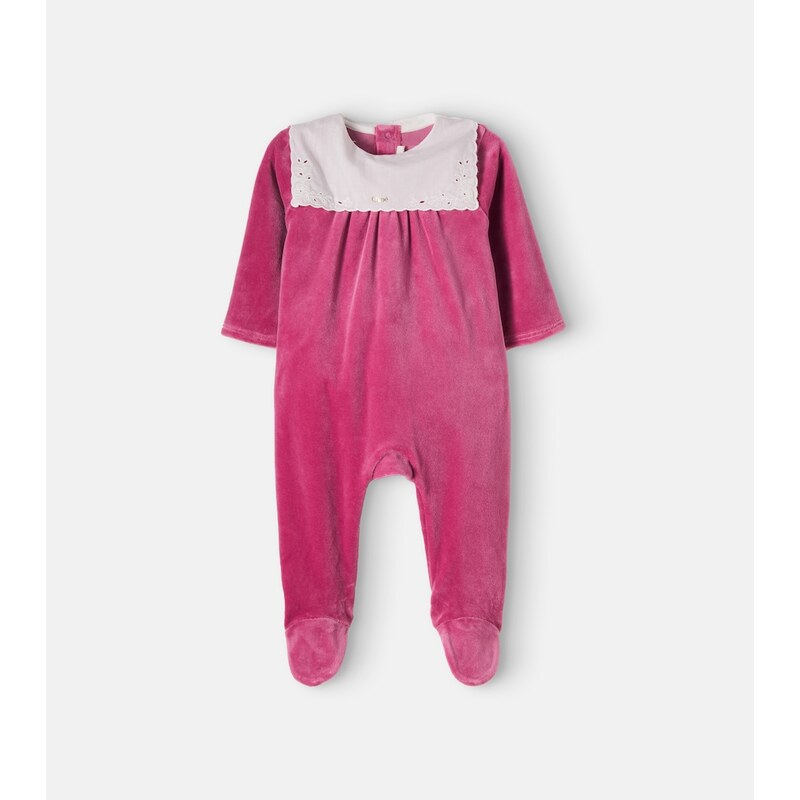 Chloé Kids Baby cotton velvet onesie