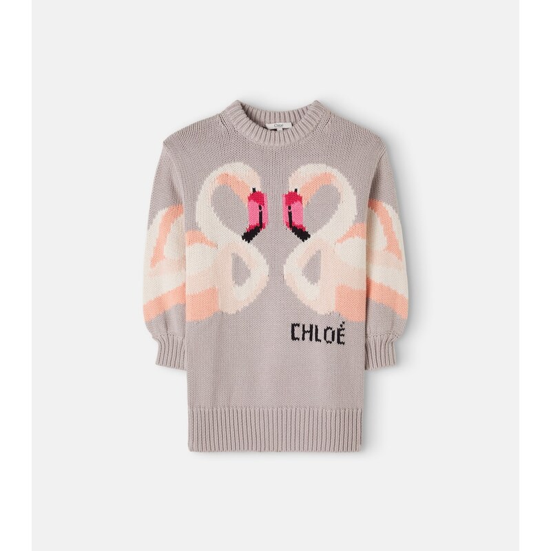 Chloé Kids Intarsia cotton and wool sweater