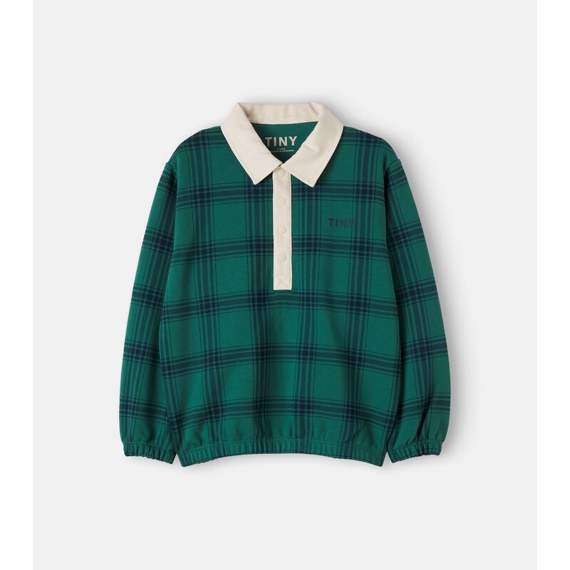 Tinycottons Checked cotton jersey polo sweatshirt