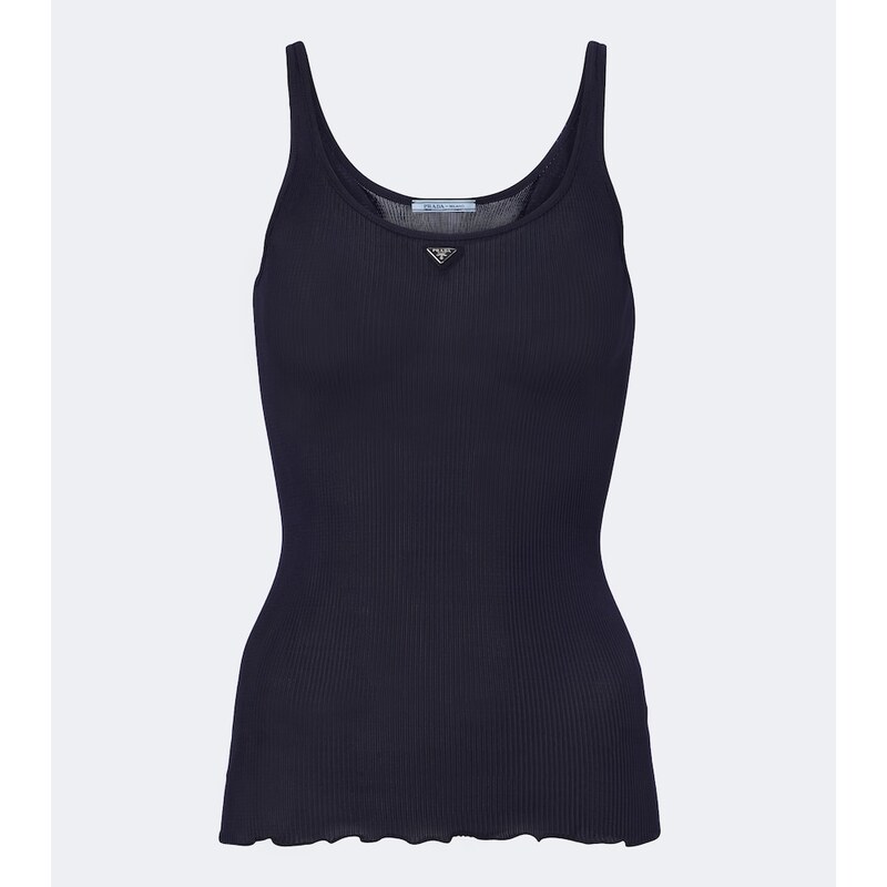 Prada Ribbed-knit silk tank top