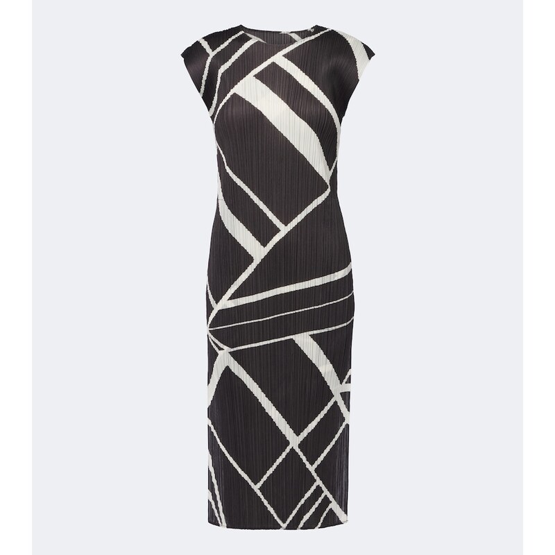 Pleats Please Issey Miyake Fold Line pleated printed midi dress