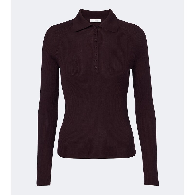 Vince Ribbed-knit wool and silk polo sweater