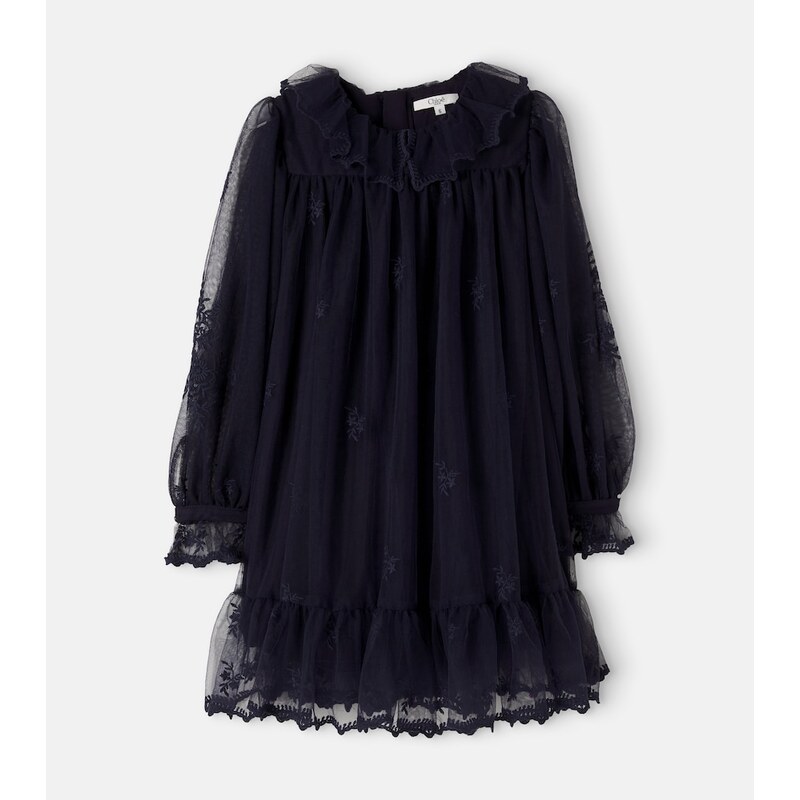 Chloé Kids Embroidered tulle dress