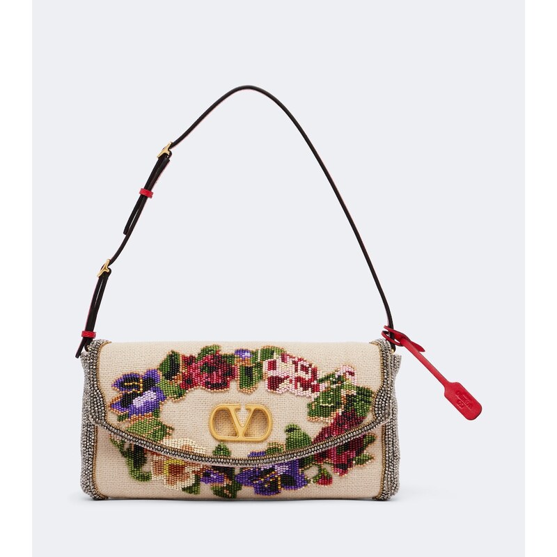 Valentino Garavani DeVain Small floral beaded shoulder bag