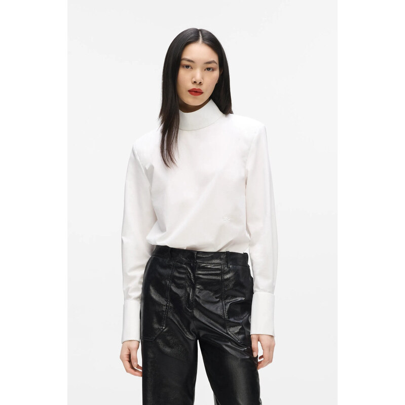 HALENKA KARL LAGERFELD HIGH NECK POPLIN BLOUSE
