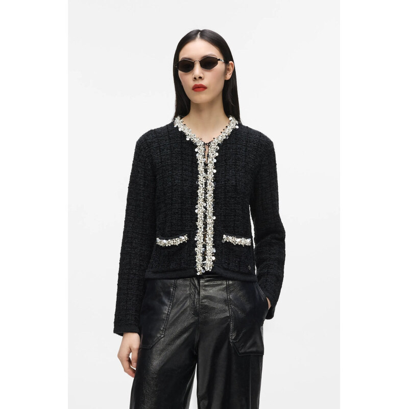 KARDIGAN KARL LAGERFELD EMBELLISHED KNIT CARDIGAN