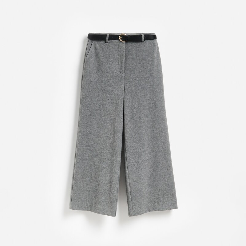 Reserved - LADIES` TROUSERS & BELT - světle šedá