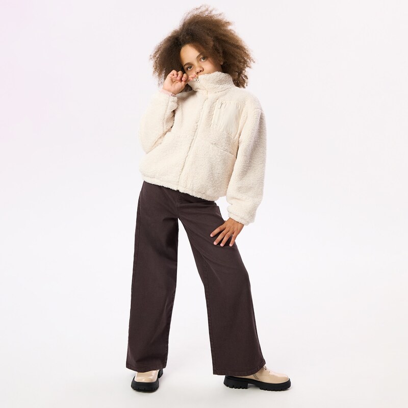 Reserved - GIRLS` TROUSERS - tmavě hnědá