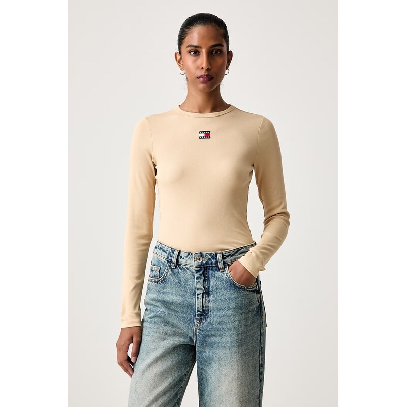 Tommy Jeans tričko s dlouhým rukávem dámské bavlněné s elastanem