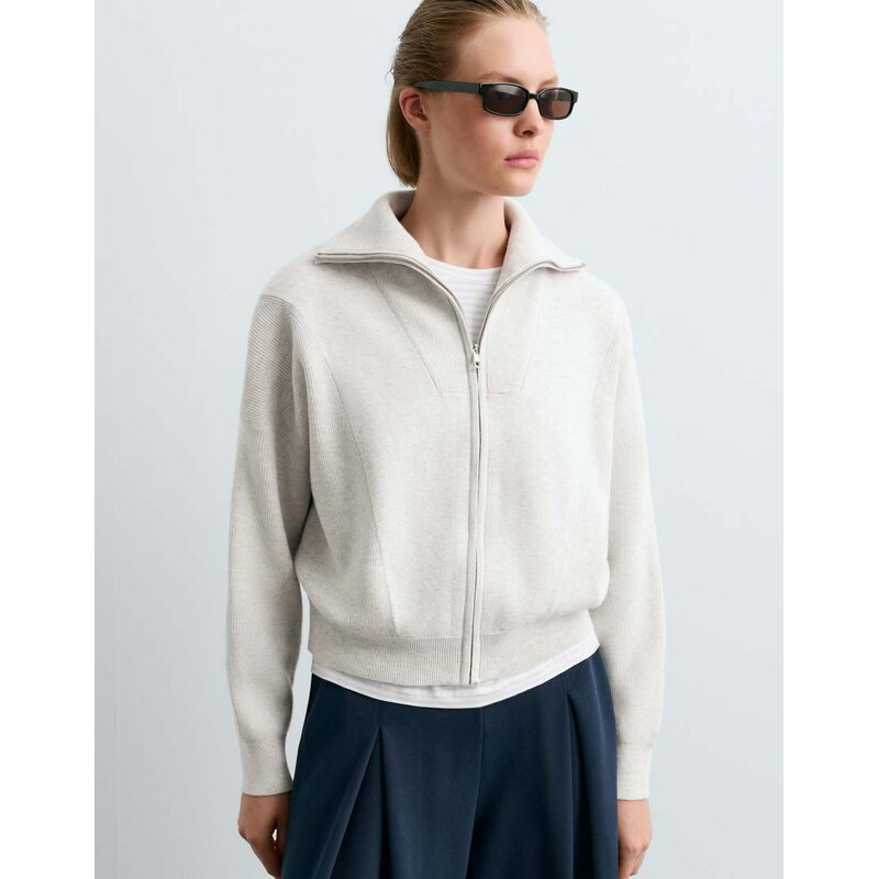 OYSHO Ribbed knit jacket in grey