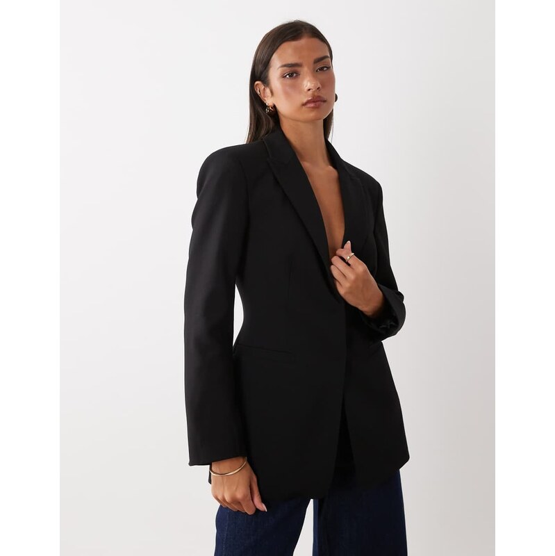 ASOS DESIGN tailored cinch waist blazer in black