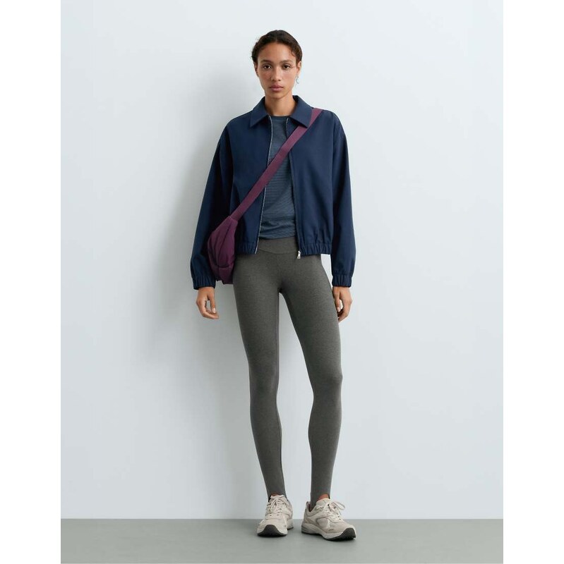 OYSHO Wool blend cropped jacket in navy